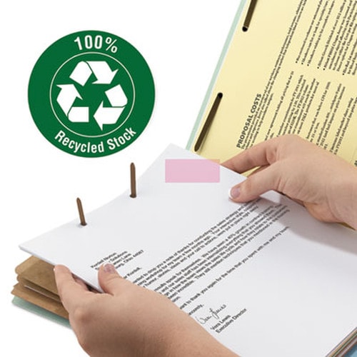 Smead Recycled Pressboard Classification Folders, 3" Expansion, 3 Dividers, 8 Fasteners, Legal Size, Gray-Green, 10/Box Item: SMD19093