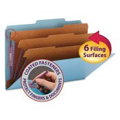 Smead Eight-Section Pressboard Top Tab Classification Folders, Eight SafeSHIELD Fasteners, 3 Dividers, Legal Size, Blue, 10/Box Item: SMD19094