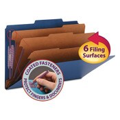 Smead Eight-Section Pressboard Top Tab Classification Folders, 8 SafeSHIELD Fasteners, 3 Dividers, Legal Size, Dark Blue, 10/Box Item: SMD19096