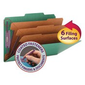 Smead Eight-Section Pressboard Top Tab Classification Folders, Eight SafeSHIELD Fasteners, 3 Dividers, Legal Size, Green, 10/Box Item: SMD19097