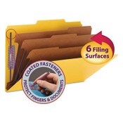 Smead Eight-Section Pressboard Top Tab Classification Folders, Eight SafeSHIELD Fasteners, 3 Dividers, Legal Size, Yellow, 10/Box Item: SMD19098