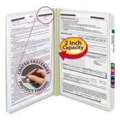 Smead Recycled Pressboard Fastener Folders, Straight Tabs, Two SafeSHIELD Fasteners, 2" Expansion, Legal Size, Gray-Green, 25/Box Item: SMD19910