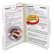 Smead Recycled Pressboard Fastener Folders, 1/3-Cut Tabs, Two SafeSHIELD Fasteners, 2" Expansion, Legal Size, Gray-Green, 25/Box Item: SMD19934