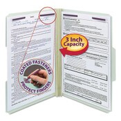 Smead Recycled Pressboard Fastener Folders, 1/3-Cut Tabs, Two SafeSHIELD Fasteners, 3" Expansion, Legal Size, Gray-Green, 25/Box Item: SMD19944