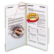 Smead Recycled Pressboard Folders, Two SafeSHIELD Coated Fasteners, 2/5-Cut: R of C, 2" Expansion, Legal Size, Gray-Green, 25/Box Item: SMD19982