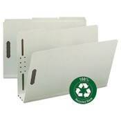Smead Recycled Pressboard Fastener Folders, 3" Expansion, 2 Fasteners, Legal Size, Gray-Green Exterior, 25/Box Item: SMD20005