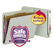 Smead End Tab Pressboard Classification Folders, Four SafeSHIELD Fasteners, 2" Expansion, 1 Divider, Letter Size, Gray-Green, 10/BX Item: SMD26800