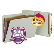 Smead End Tab Pressboard Classification Folders, Four SafeSHIELD Fasteners, 2" Expansion, 1 Divider, Legal Size, Gray-Green, 10/Box Item: SMD29800