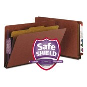Smead End Tab Pressboard Classification Folders, Four SafeSHIELD Fasteners, 2" Expansion, 1 Divider, Legal Size, Red, 10/Box Item: SMD29855