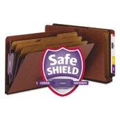 Smead End Tab Pressboard Classification Folders, Eight SafeSHIELD Fasteners, 3" Expansion, 3 Dividers, Legal Size, Red, 10/Box Item: SMD29865