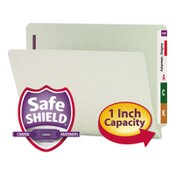 Smead End Tab Pressboard Classification Folders, Two SafeSHIELD Coated Fasteners, 1" Expansion, Letter Size, Gray-Green, 25/Box Item: SMD34705