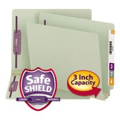 Smead End Tab Pressboard Classification Folders, Two SafeSHIELD Coated Fasteners, 3" Expansion, Letter Size, Gray-Green, 25/Box Item: SMD34725