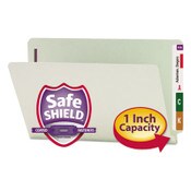 Smead End Tab Pressboard Classification Folders, Two SafeSHIELD Coated Fasteners, 1" Expansion, Legal Size, Gray-Green, 25/Box Item: SMD37705