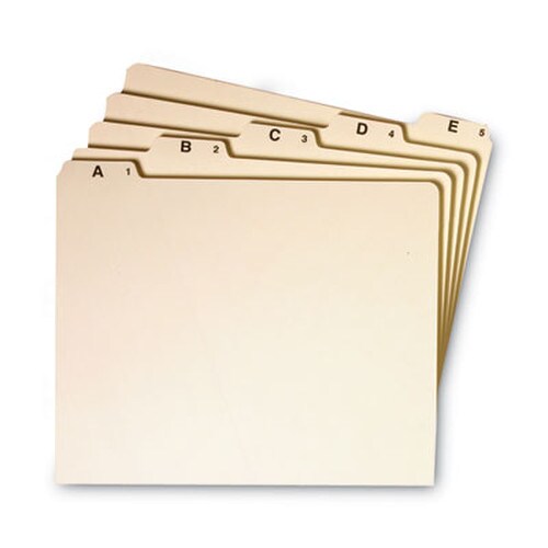 Smead Alphabetic Top Tab Indexed File Guide Set, 1/5-Cut Top Tab, A to Z, 8.5 x 11, Manila, 25/Set Item: SMD50176