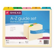 Smead Alphabetic Top Tab Indexed File Guide Set, 1/5-Cut Top Tab, A to Z, 8.5 x 11, Manila, 25/Set Item: SMD50180