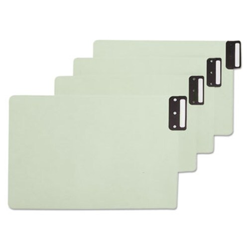 Smead 100% Recycled End Tab Pressboard Guides with Metal Tabs, 1/3-Cut End Tab, Blank, 8.5 x 14, Green, 50/Box Item: SMD63235