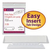 Smead Poly Index Tabs and Inserts For Hanging File Folders, 1/3-Cut, White/Clear, 3.5" Wide, 25/Pack Item: SMD64615