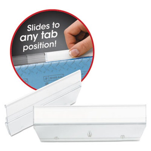 Smead Easy Slide Hanging Folder Tab, 1/3-Cut, White/Clear, 3.5" Wide, 18/Pack Item: SMD64626