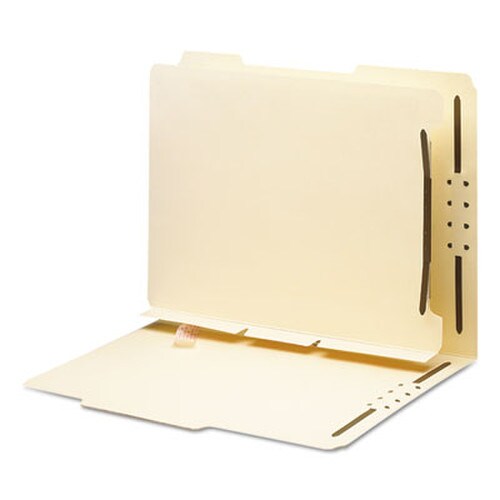 Smead Self-Adhesive Folder Dividers with Twin-Prong Fasteners for Top/End Tab Folders, 1 Fastener, Letter Size, Manila, 25/Pack Item: SMD68025