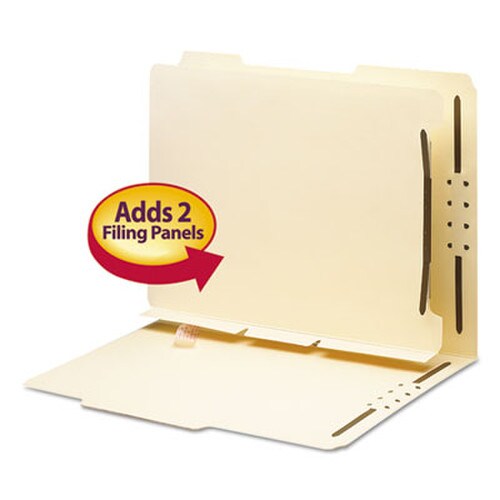 Smead Self-Adhesive Folder Dividers with Twin-Prong Fasteners for Top/End Tab Folders, 1 Fastener, Letter Size, Manila, 25/Pack Item: SMD68025