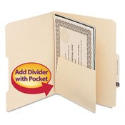 Smead Self-Adhesive Folder Dividers with 5.5" Pockets for Top/End Tab Folders, 1 Fastener, Letter Size, Manila, 25/Pack Item: SMD68030