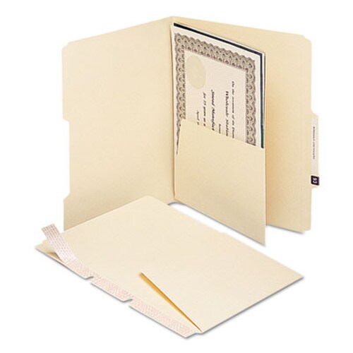 Smead Self-Adhesive Folder Dividers with 5.5" Pockets for Top/End Tab Folders, 1 Fastener, Letter Size, Manila, 25/Pack Item: SMD68030