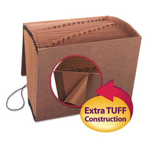 Smead TUFF Expanding Wallet, 31 Sections, Elastic Cord Closure, 1/15-Cut Tabs, Letter Size, Redrope Item: SMD70367