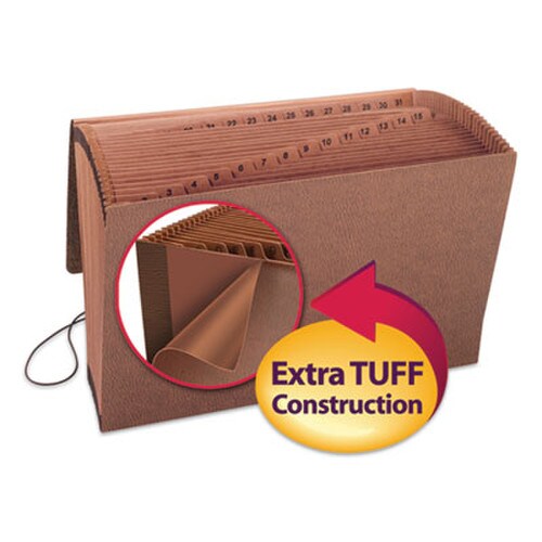 Smead TUFF Expanding Wallet, 31 Sections, Elastic Cord Closure, 1/15-Cut Tabs, Legal Size, Redrope Item: SMD70369