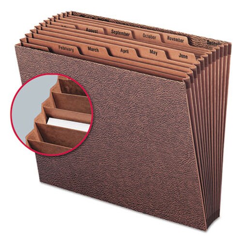Smead TUFF Expanding Open-Top Stadium File, 12 Sections, 1/12-Cut Tabs, Letter Size, Redrope Item: SMD70488