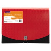 Smead 12-Pocket Poly Expanding File, 0.88" Expansion, 12 Sections, Cord/Hook Closure, 1/6-Cut Tabs, Letter Size, Black/Red Item: SMD70866
