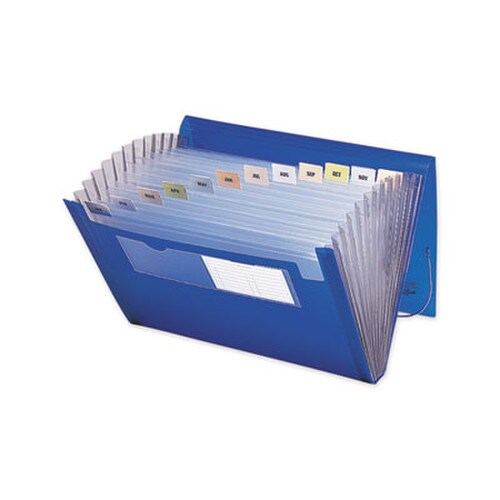 Smead Expanding File With Color Tab Inserts, 9" Expansion, 12 Sections, Elastic Cord Closure, 1/12-Cut Tabs, Letter Size, Blue Item: SMD70876