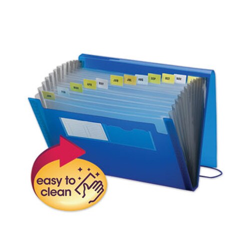 Smead Expanding File With Color Tab Inserts, 9" Expansion, 12 Sections, Elastic Cord Closure, 1/12-Cut Tabs, Letter Size, Blue Item: SMD70876