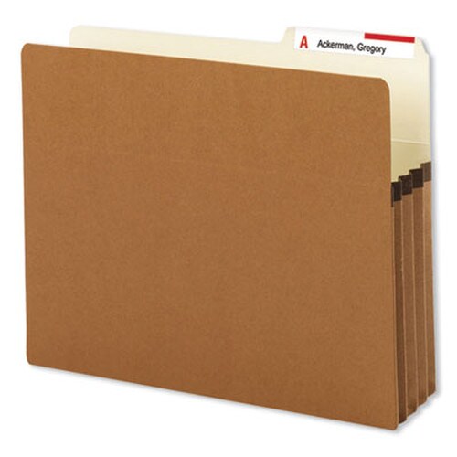 Smead Redrope Drop Front File Pockets with 2/5-Cut Guide Height Tabs, 3.5" Expansion, Letter Size, Redrope, 25/Box Item: SMD73088