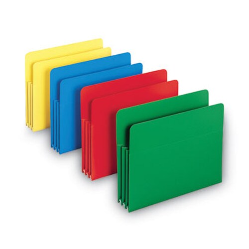 Smead Poly Drop Front File Pockets, 3.5" Expansion, Letter Size, Assorted Colors, 4/Box Item: SMD73500