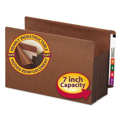 Smead Heavy-Duty Redrope End Tab TUFF Pockets, 7" Expansion, Legal Size, Redrope, 5/Box Item: SMD74795
