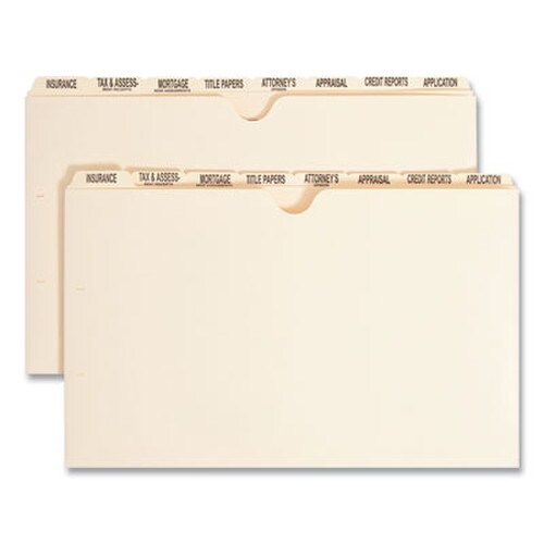 Smead™ Pressboard Mortgage Folder Dividers, Pre-Printed, 1 Fastener, Legal Size, Manila, 7 Dividers/Set, 12 Sets Item: SMD78278