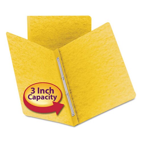 Smead Prong Fastener Premium Pressboard Report Cover, Two-Piece Prong Fastener, 3" Capacity, 8.5 x 11, Yellow/Yellow Item: SMD81852