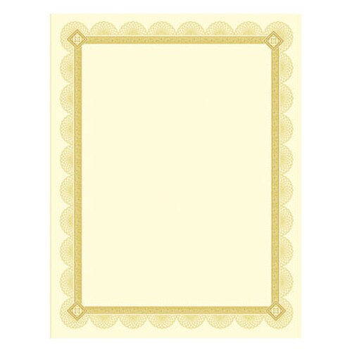 Southworth® Premium Certificates, 8.5 x 11, Ivory/Gold with Spiro Gold Foil Border,15/Pack Item: SOUCTP2V