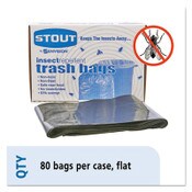 Stout® by Envision™ Insect-Repellent Trash Bags, 35 gal, 2 mil, 33" x 45", Black, 80/Box Item: STOP3345K20