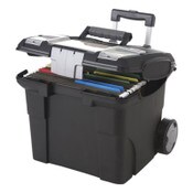 Storex Premium Mobile File Transport Box with Telescoping Handle and Organizer Tray, Letter Files, 15" x 16.38" x 14.25", Black/Gray Item: STX61507U01C