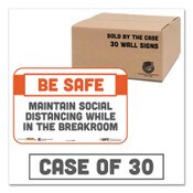 Tabbies® BeSafe Messaging Repositionable Wall/Door Signs, 9 x 6, Maintain Social Distancing While In The Breakroom, White, 30/Carton Item: TAB29156