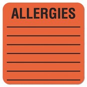 Tabbies® Allergy Warning Labels, ALLERGIES, 2 x 2, Fluorescent Red, 500/Roll Item: TAB40560