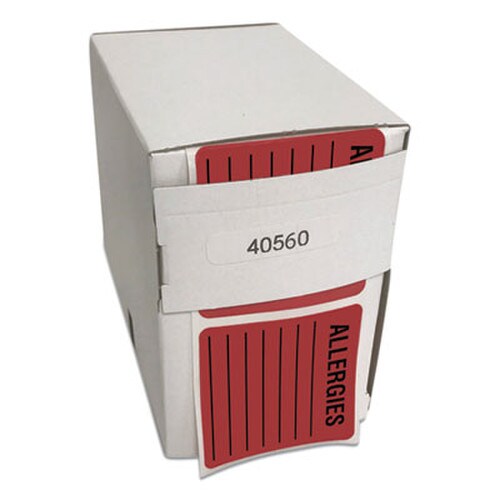 Tabbies® Allergy Warning Labels, ALLERGIES, 2 x 2, Fluorescent Red, 500/Roll Item: TAB40560