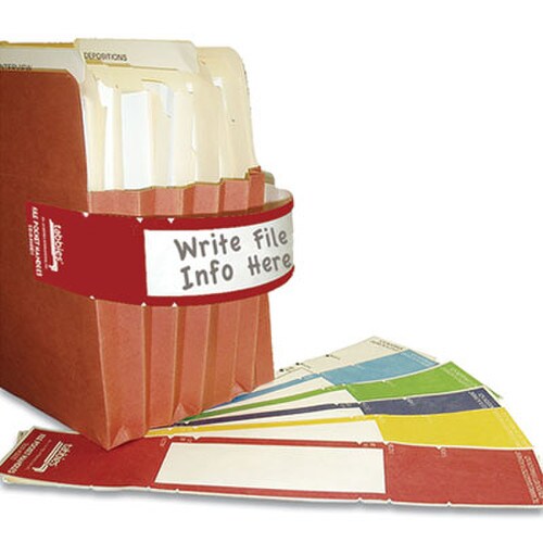 Tabbies® File Pocket Handles, 9.63 x 2, Red/White, 4/Sheet, 12 Sheets/Pack Item: TAB68805