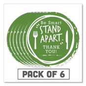 Tabbies® BeSafe Messaging Floor Decals, Be Smart Stand Apart; Knife/Fork; Thank You, 12" Dia., Green/White, 6/Carton Item: TAB79061