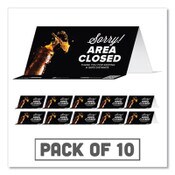 Tabbies® BeSafe Messaging Table Top Tent Card, 8 x 3.87, Sorry! Area Closed Thank You For Keeping A Safe Distance, Black, 10/Pack Item: TAB79086