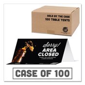 Tabbies® BeSafe Messaging Table Top Tent Card, 8 x 3.87, Sorry! Area Closed Thank You For Keeping A Safe Distance, Black, 100/Carton Item: TAB79186