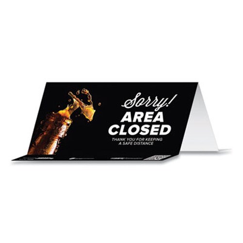 Tabbies® BeSafe Messaging Table Top Tent Card, 8 x 3.87, Sorry! Area Closed Thank You For Keeping A Safe Distance, Black, 100/Carton Item: TAB79186