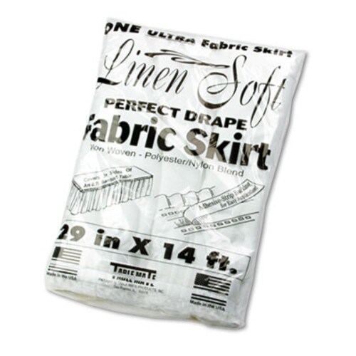 Tablemate® Table Set Linen-Like Table Skirting, Polyester, 29" x 14 ft, White Item: TBLLS2914WH