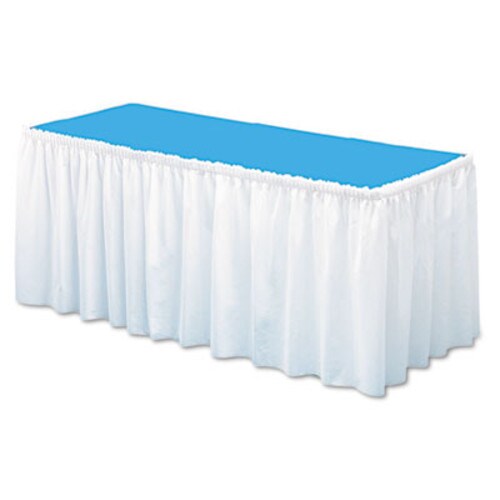 Tablemate® Table Set Linen-Like Table Skirting, Polyester, 29" x 14 ft, White Item: TBLLS2914WH